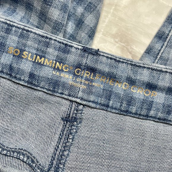 Chico’s 8 So Slimming Girlfriend Crop jeans blue gingham - Picture 6 of 9